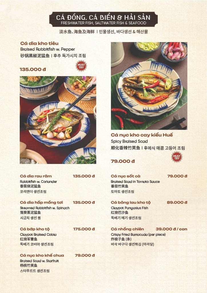 Menu cơm gia đình Bếp An Hải Đà Nẵng